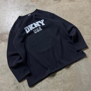 Super Sick Y2K DKNY Boxy Utility Black USA MADE Streetwear Sweatshirt